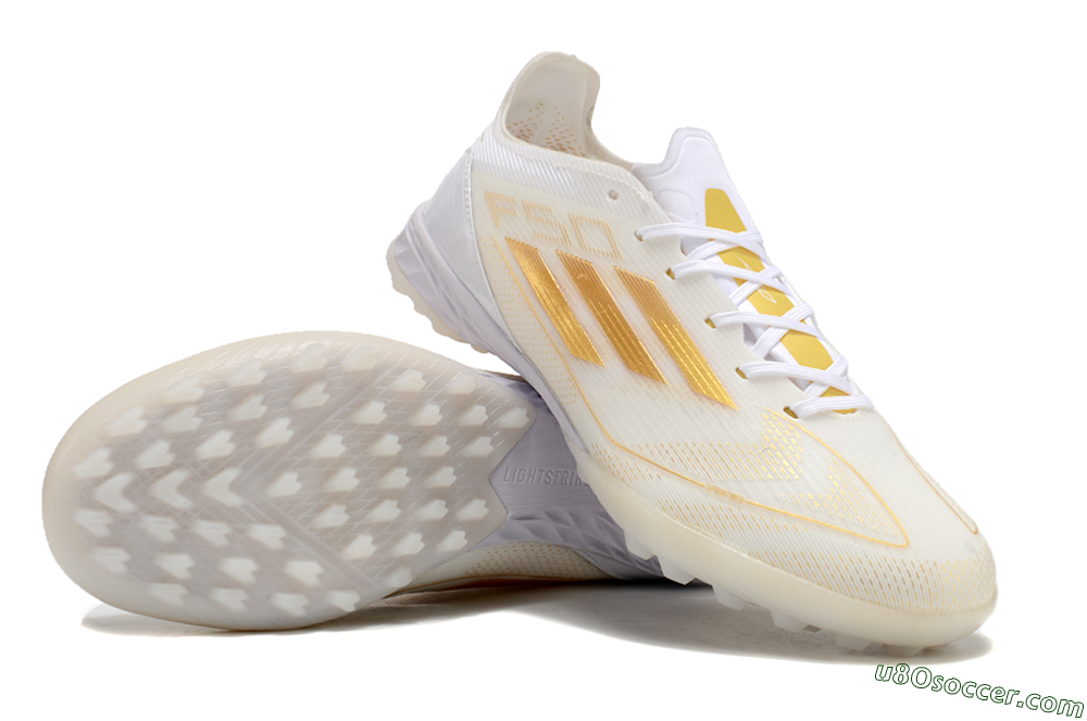 Adidas F50 Elite TF Artificial Turf Soccer Shoes - White/Gold 3