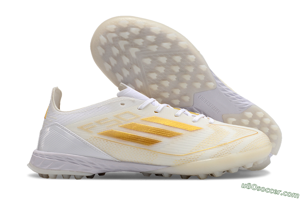 Adidas F50 Elite TF Artificial Turf Soccer Shoes - White/Gold 1