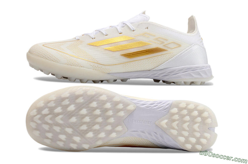 Adidas F50 Elite TF Artificial Turf Soccer Shoes - White/Gold 0