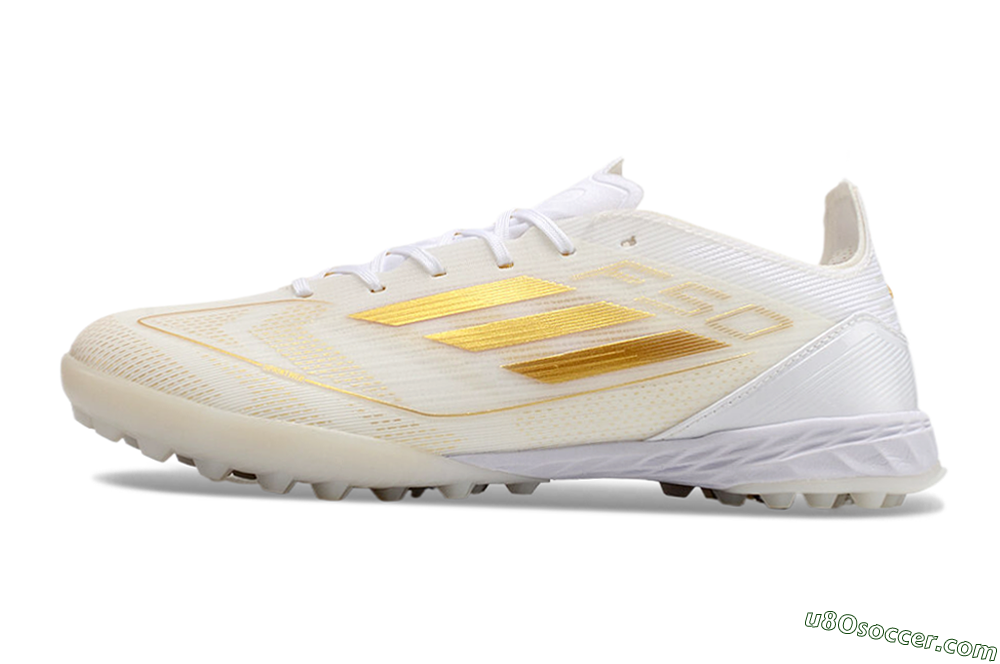 Adidas F50 Elite TF Artificial Turf Soccer Shoes - White/Gold 2