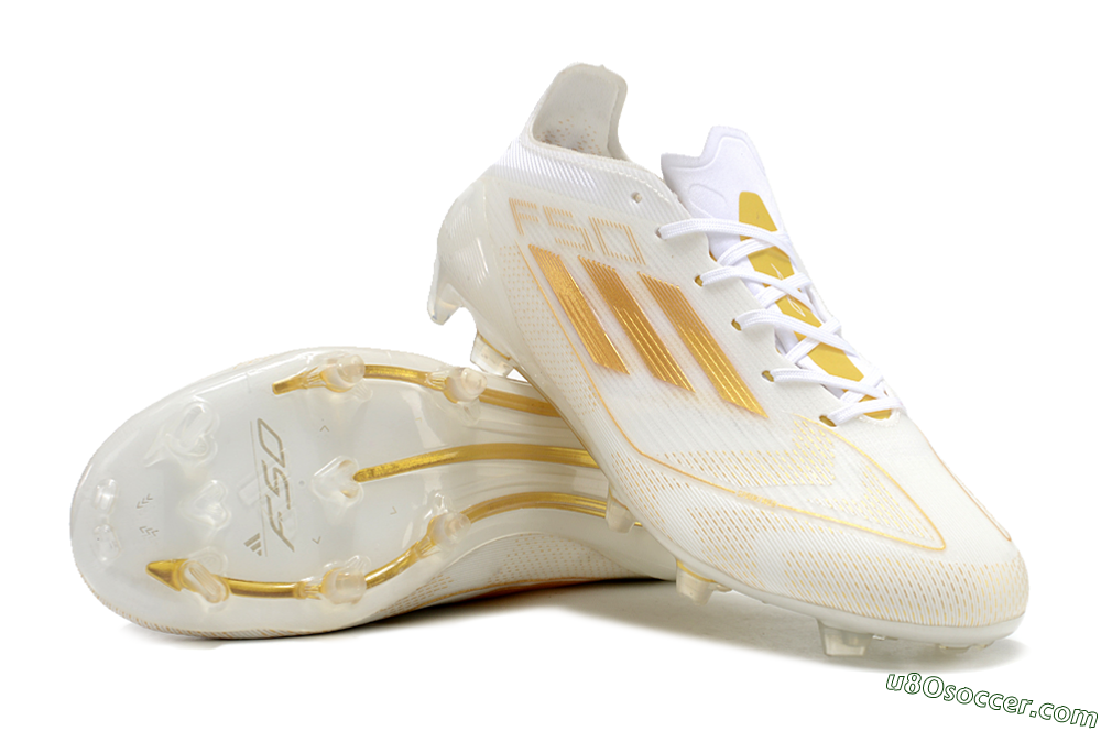 Adidas F50 Elite FG Firm Ground Soccer Cleats - White/Gold 3