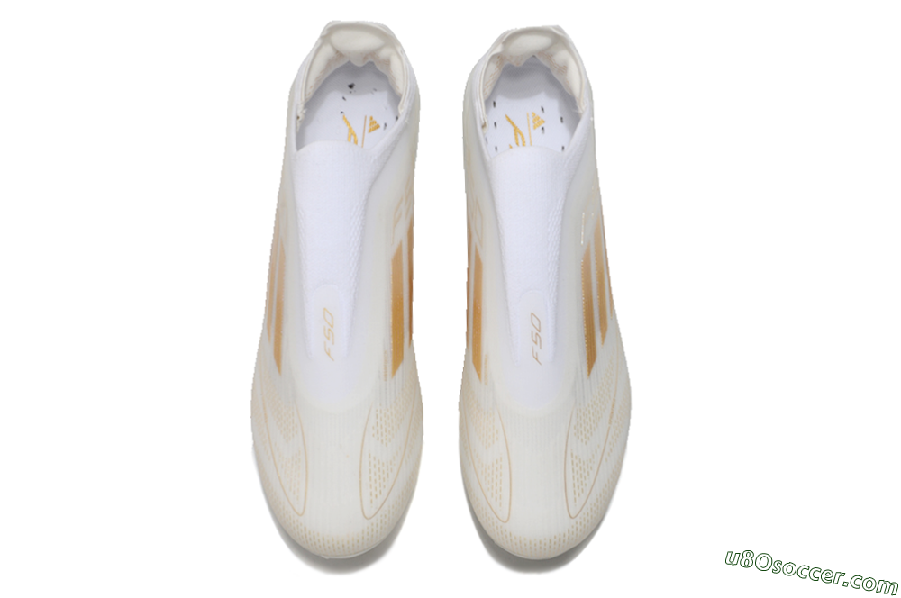 Adidas F50 Elite Laceless FG Firm Ground Soccer Cleats - White/Gold 4