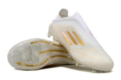 Adidas F50 Elite Laceless FG Firm Ground Soccer Cleats - White/Gold