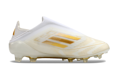 Adidas F50 Elite Laceless FG Firm Ground Soccer Cleats - White/Gold