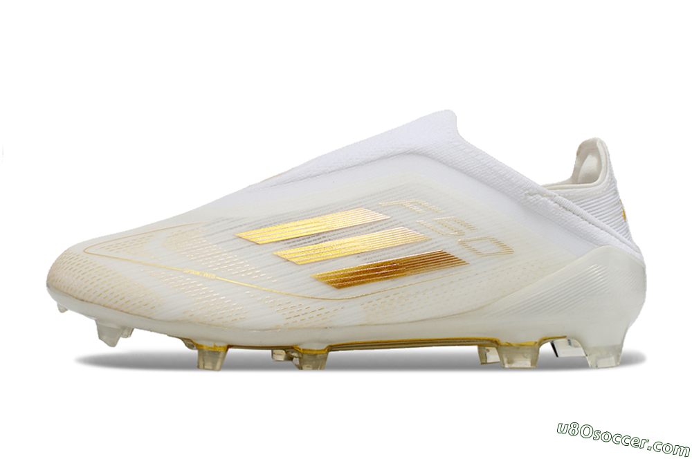 Adidas F50 Elite Laceless FG Firm Ground Soccer Cleats - White/Gold 2