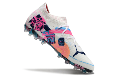 Puma Future Ultimate MG Multi Ground Soccer Cleats - White/Pink/Blue