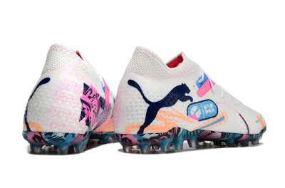 Puma Future Ultimate MG Multi Ground Soccer Cleats - White/Pink/Blue