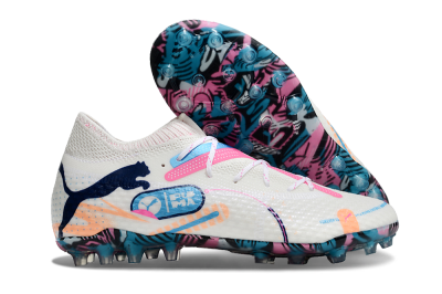 Puma Future Ultimate MG Multi Ground Soccer Cleats - White/Pink/Blue