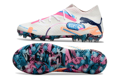 Puma Future Ultimate MG Multi Ground Soccer Cleats - White/Pink/Blue