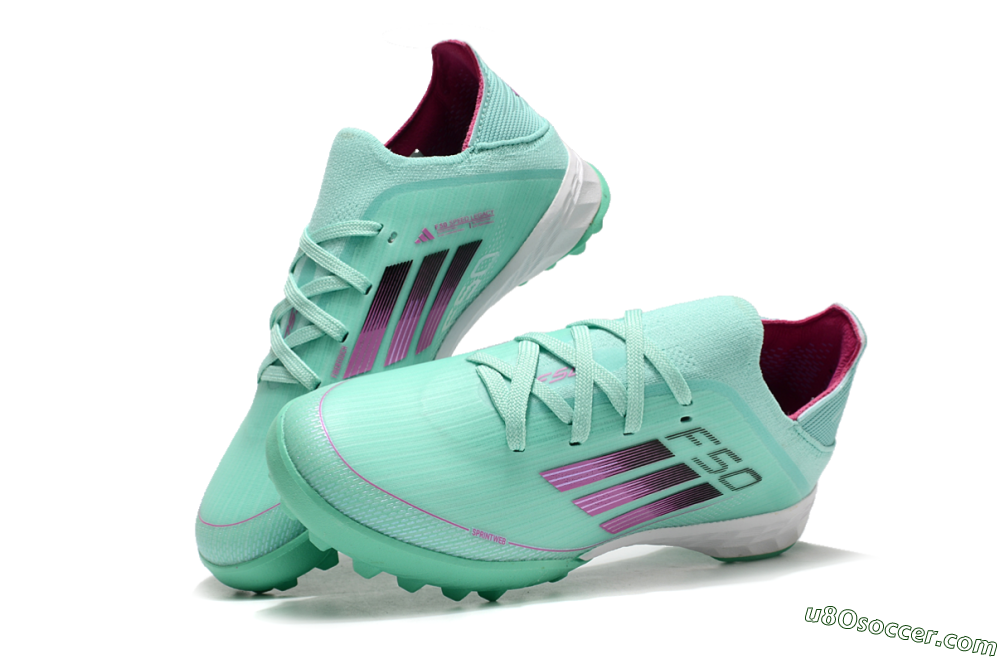 Adidas F50 Elite TF Artificial Turf Soccer Shoes - Jade/Purple/White 3