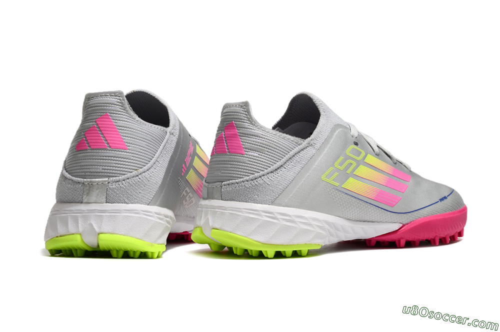 Adidas F50 Elite TF Artificial Turf Soccer Shoes - Silver/Pink/Yellow 7