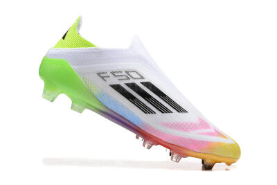 Adidas F50 Elite Laceless FG Firm Ground Soccer Cleats - White/Gold/Pink/Blue/Yellow