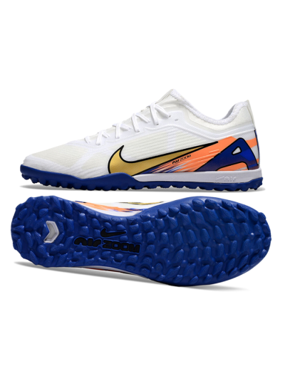 Nike Air Zoom Mercurial Vapor 16 Elite TF Artificial Turf Soccer Shoes - White/Gold/Orange/Blue