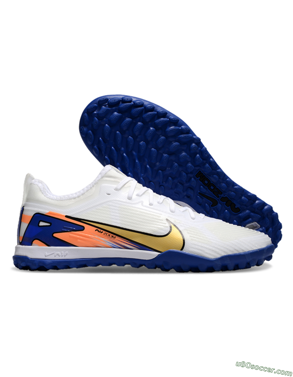 Nike Air Zoom Mercurial Vapor 16 Elite TF Artificial Turf Soccer Shoes - White/Gold/Orange/Blue 1