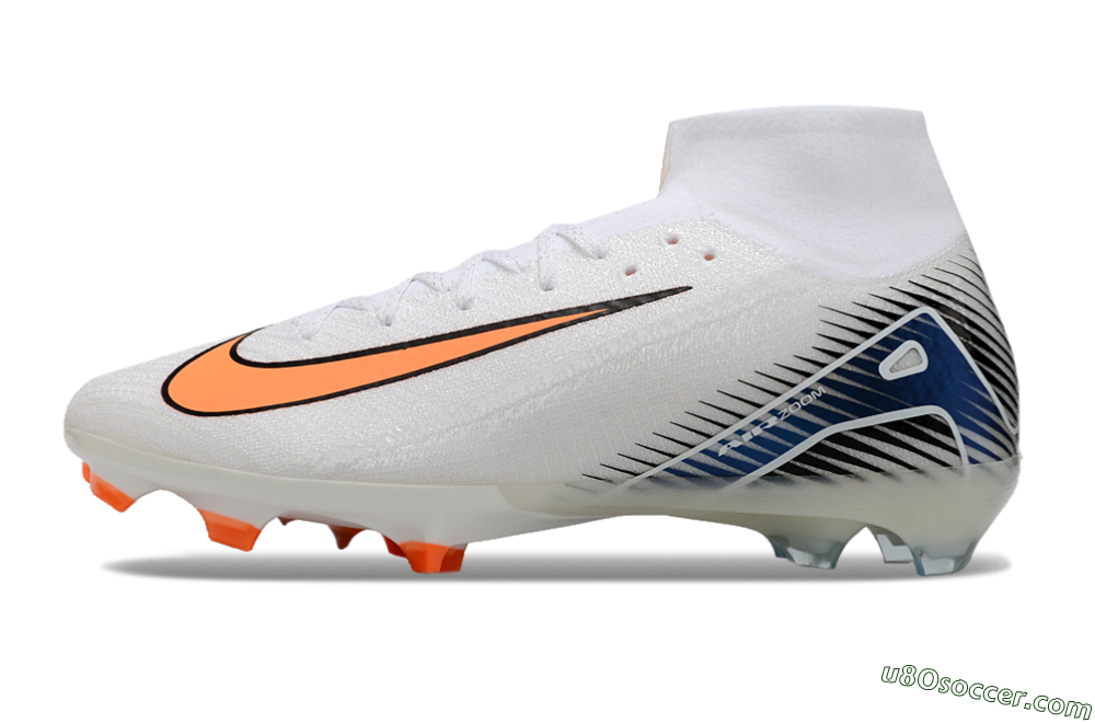 Nike Air Zoom Mercurial Superfly 10 Elite FG Firm Ground Soccer Cleats - White/Orange/Blue 2