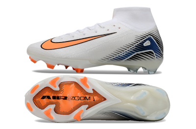 Nike Air Zoom Mercurial Superfly 10 Elite FG Firm Ground Soccer Cleats - White/Orange/Blue