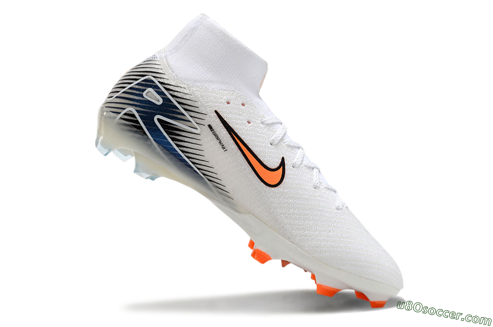 Nike Air Zoom Mercurial Superfly 10 Elite FG Firm Ground Soccer Cleats - White/Orange/Blue 4