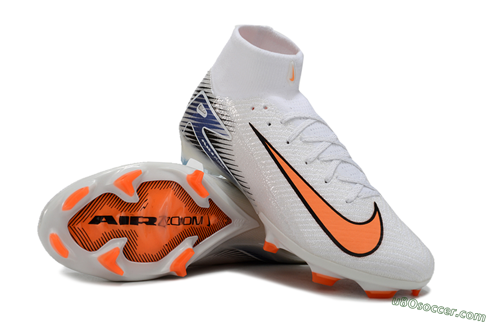 Nike Air Zoom Mercurial Superfly 10 Elite FG Firm Ground Soccer Cleats - White/Orange/Blue 3