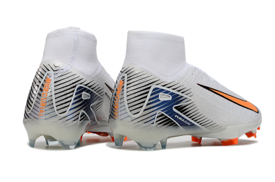 Nike Air Zoom Mercurial Superfly 10 Elite FG Firm Ground Soccer Cleats - White/Orange/Blue