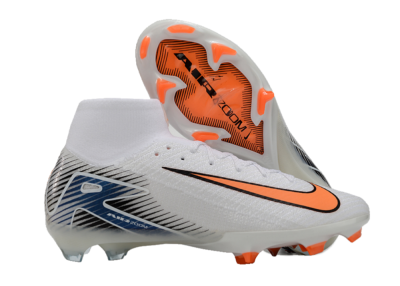 Nike Air Zoom Mercurial Superfly 10 Elite FG Firm Ground Soccer Cleats - White/Orange/Blue