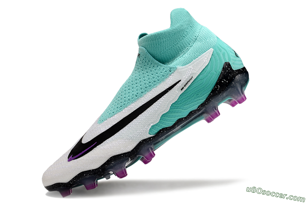 Nike Phantom GX Elite AG Artificial Grass Soccer Cleats - White/Black/Jade/Purple 6