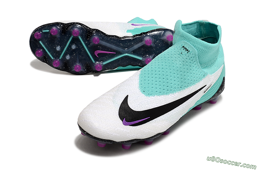 Nike Phantom GX Elite AG Artificial Grass Soccer Cleats - White/Black/Jade/Purple 3
