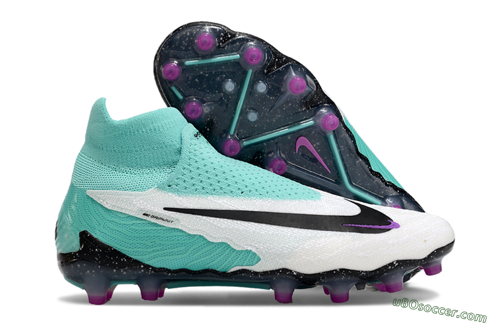 Nike Phantom GX Elite AG Artificial Grass Soccer Cleats - White/Black/Jade/Purple 1