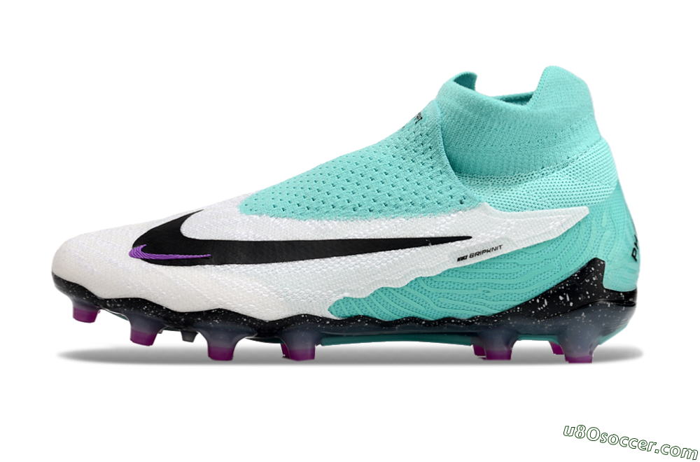 Nike Phantom GX Elite AG Artificial Grass Soccer Cleats - White/Black/Jade/Purple 2