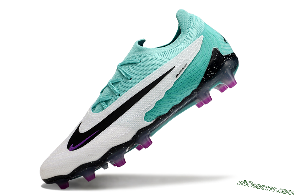 Nike Phantom GX Elite AG Artificial Grass Soccer Cleats - White/Black/Jade/Purple 6