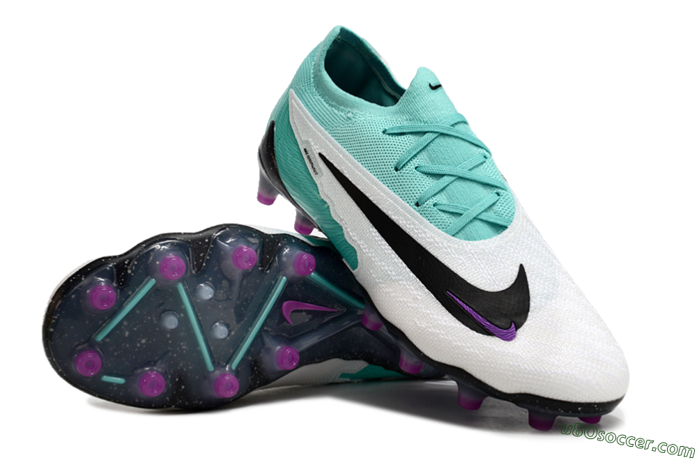 Nike Phantom GX Elite AG Artificial Grass Soccer Cleats - White/Black/Jade/Purple 4