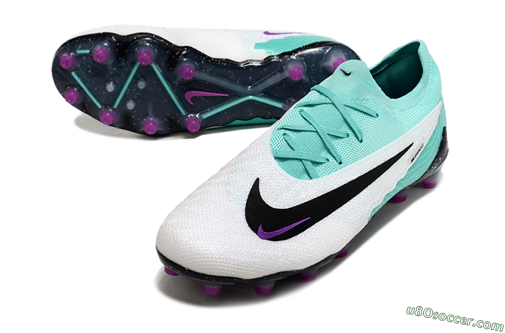 Nike Phantom GX Elite AG Artificial Grass Soccer Cleats - White/Black/Jade/Purple 3