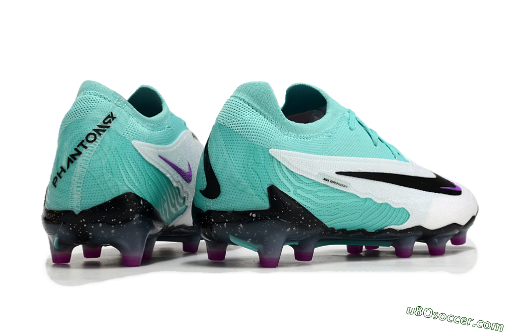 Nike Phantom GX Elite AG Artificial Grass Soccer Cleats - White/Black/Jade/Purple 7