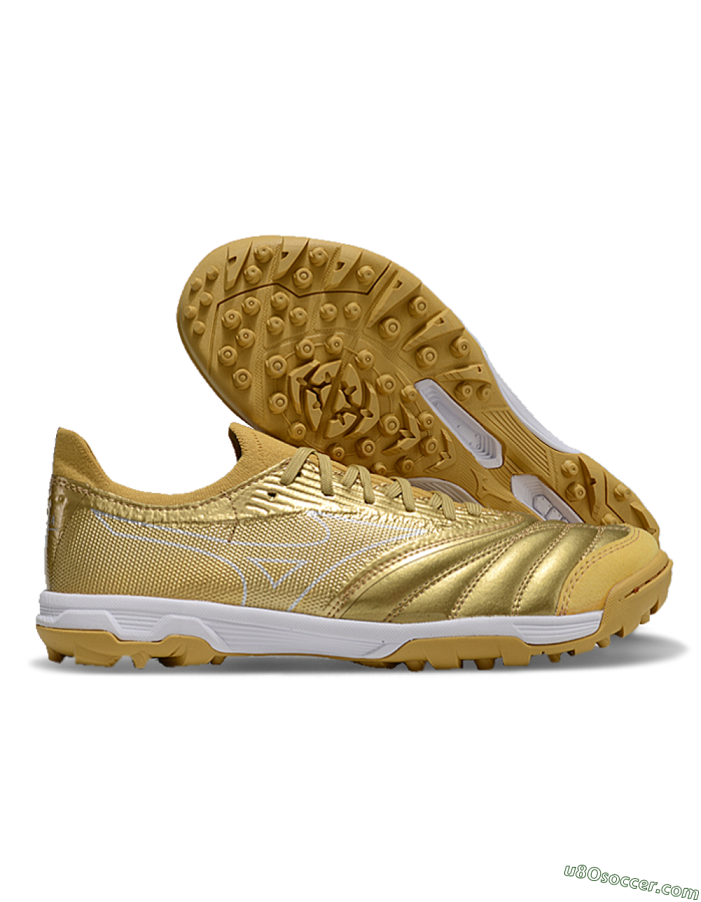 Mizuno Morelia Neo Sala TF Artificial Turf Soccer Shoes - Gold/White 1