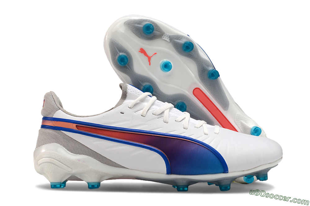 Puma Ultra Ultimate FG Firm Ground Soccer Cleats - White/Blue/Red 1