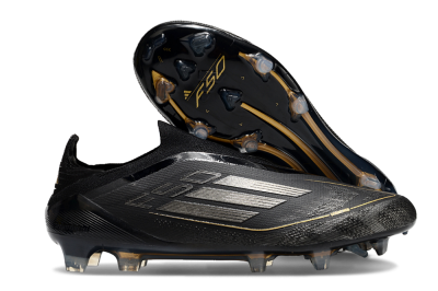 Adidas F50 Elite Laceless FG Firm Ground Soccer Cleats - Black/Silver/Gold