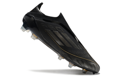 Adidas F50 Elite Laceless FG Firm Ground Soccer Cleats - Black/Silver/Gold