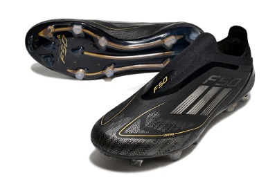 Adidas F50 Elite Laceless FG Firm Ground Soccer Cleats - Black/Silver/Gold