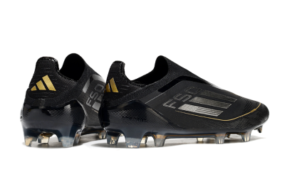 Adidas F50 Elite Laceless FG Firm Ground Soccer Cleats - Black/Silver/Gold