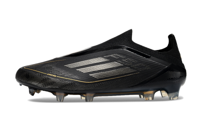 Adidas F50 Elite Laceless FG Firm Ground Soccer Cleats - Black/Silver/Gold