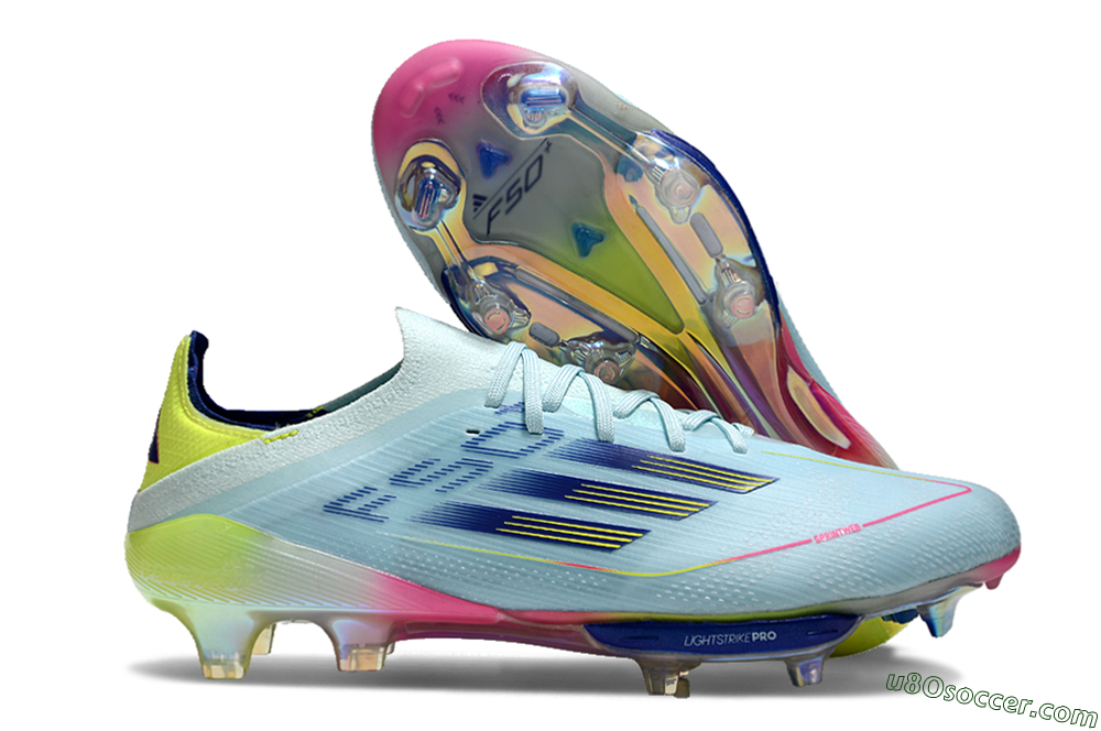 Adidas F50+ Lightstrike Pro FG Firm Ground Soccer Cleats - Jade/Blue/Yellow 1