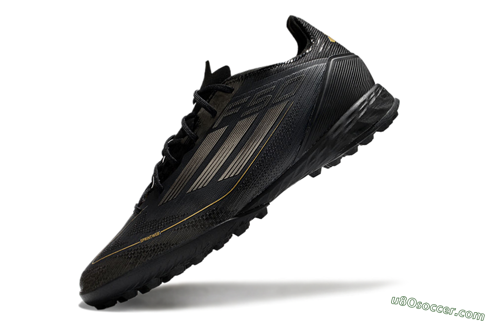 Adidas F50 Pro TF Artificial Turf Soccer Shoes - Black/Silver/Gold 5