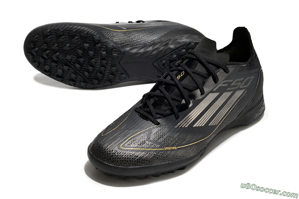 Adidas F50 Pro TF Artificial Turf Soccer Shoes - Black/Silver/Gold 3