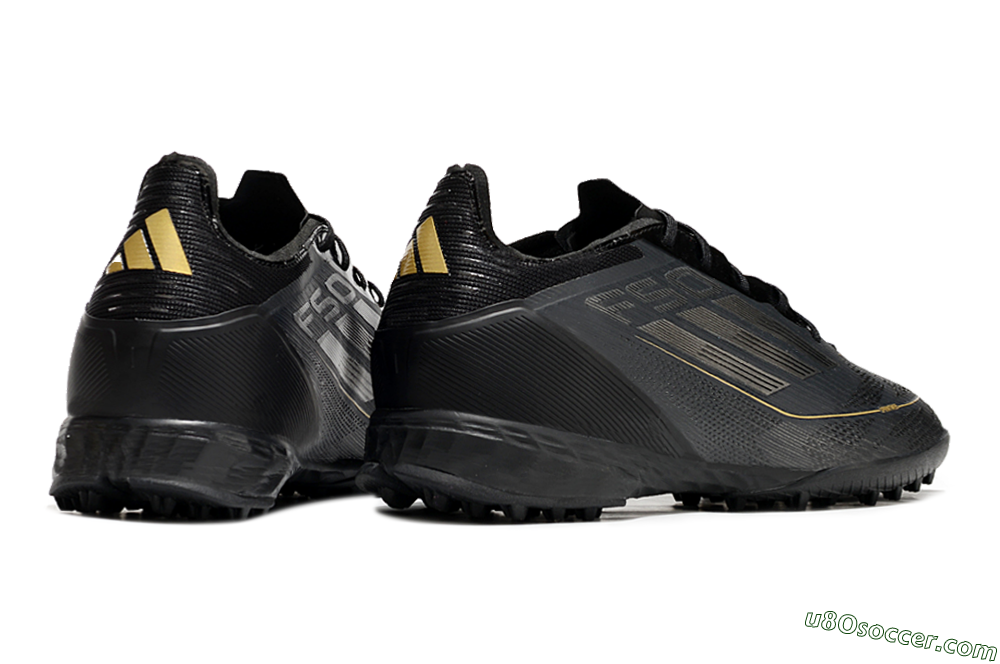 Adidas F50 Pro TF Artificial Turf Soccer Shoes - Black/Silver/Gold 6