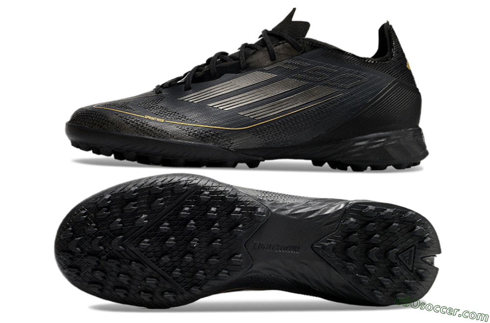 Adidas F50 Pro TF Artificial Turf Soccer Shoes - Black/Silver/Gold 0