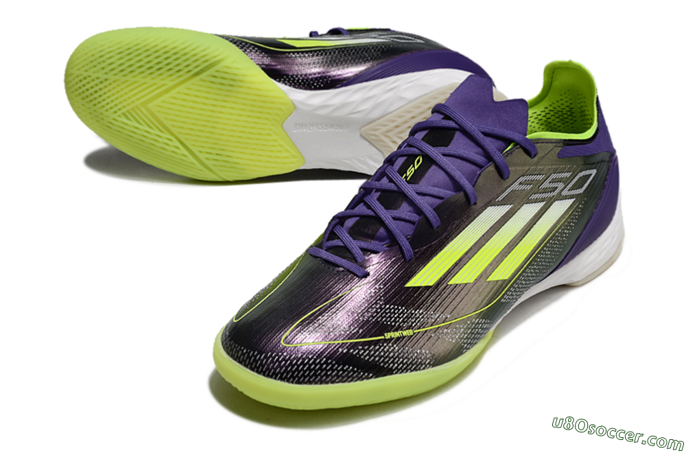 Adidas F50 Pro IC Indoor & Futsal Soccer Shoes - Purple/Yellow/White 3