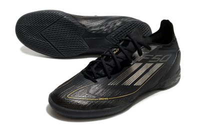 Adidas F50 Pro IC Indoor & Futsal Soccer Shoes - Black/Silver/Gold