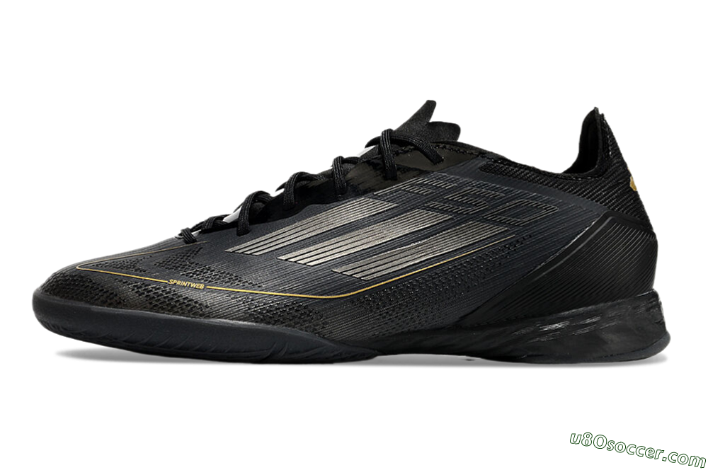 Adidas F50 Pro IC Indoor & Futsal Soccer Shoes - Black/Silver/Gold 2