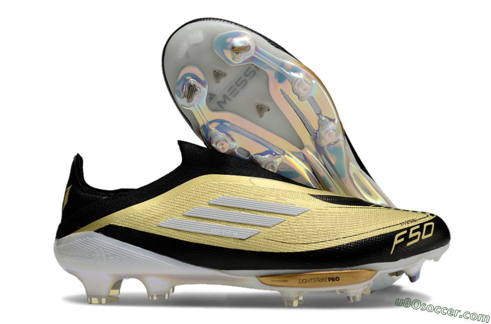 Adidas F50+ Lightstrike Pro Laceless FG Firm Ground Soccer Cleats - Gold/Black/White 1