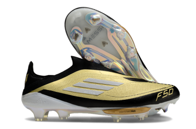 Adidas F50+ Lightstrike Pro Laceless FG Firm Ground Soccer Cleats - Gold/Black/White