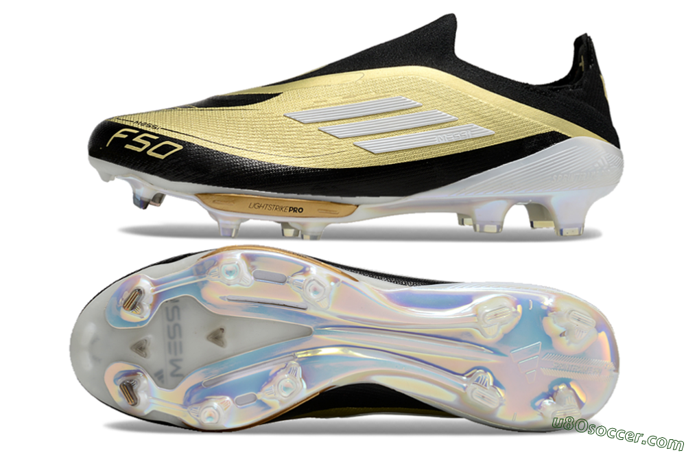 Adidas F50+ Lightstrike Pro Laceless FG Firm Ground Soccer Cleats - Gold/Black/White 0